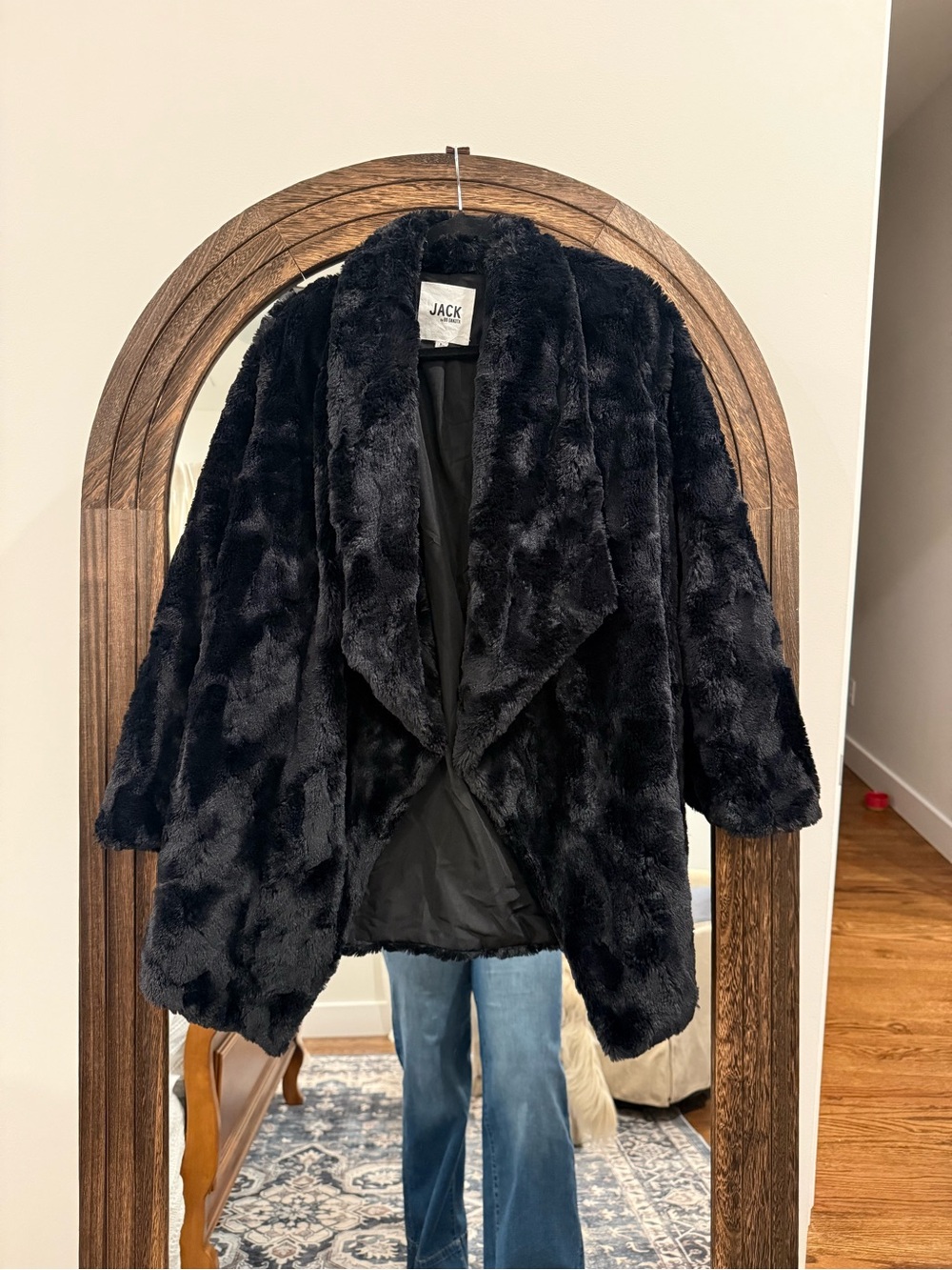 BB Dakota Black Plush Faux-Fur Teddy Jacket